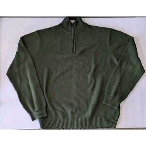 Timberland Sweater Men's XL Olive Green Pullover Cotton Long Sleeve 1/4 Zip